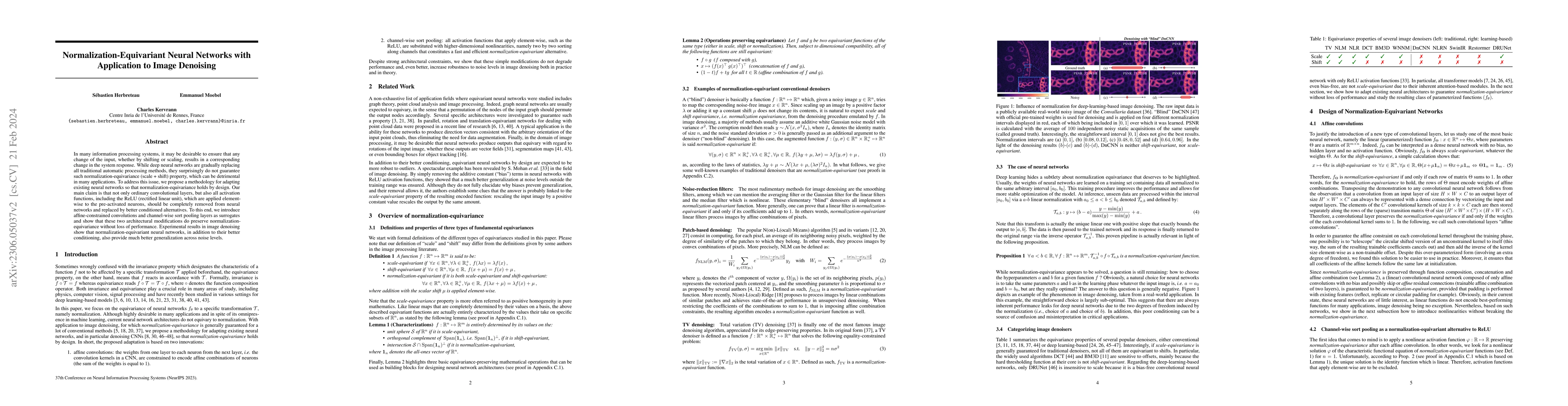 Thumbnail for Normalization-Equivariant Neural Networks with Application to Image
  Denoising