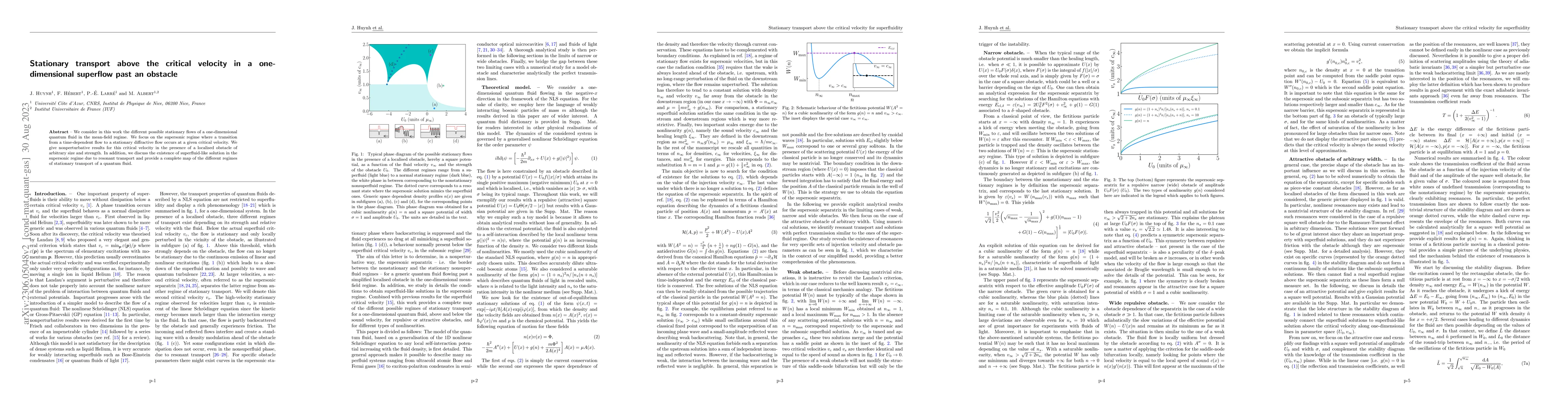Thumbnail for Stationary transport above the critical velocity in a one-dimensional
  superflow past an obstacle