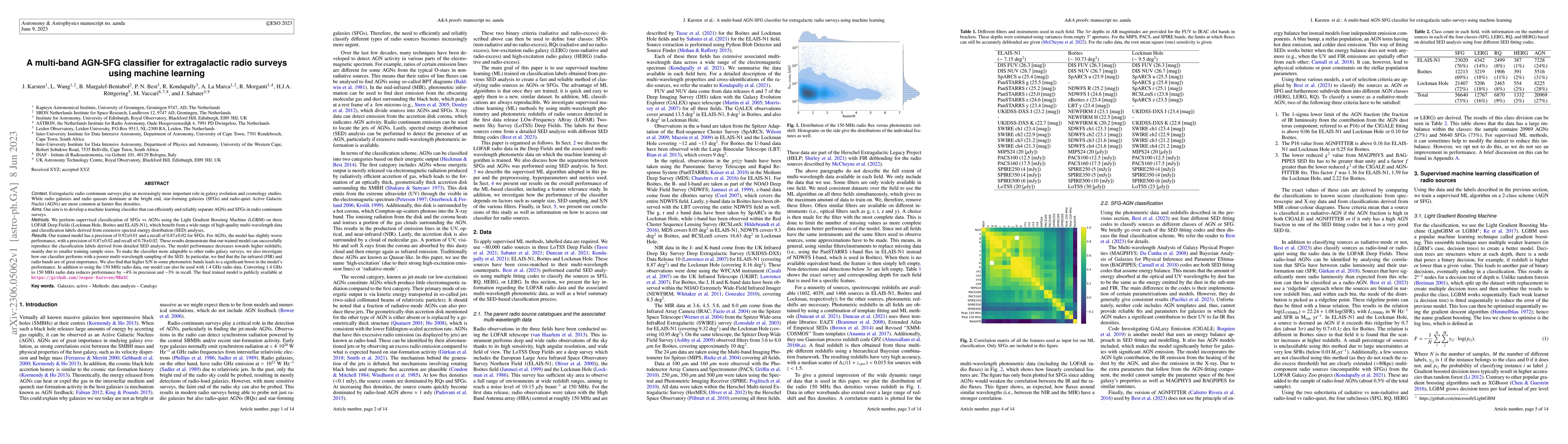 Thumbnail for A multi-band AGN-SFG classifier for extragalactic radio surveys using
  machine learning