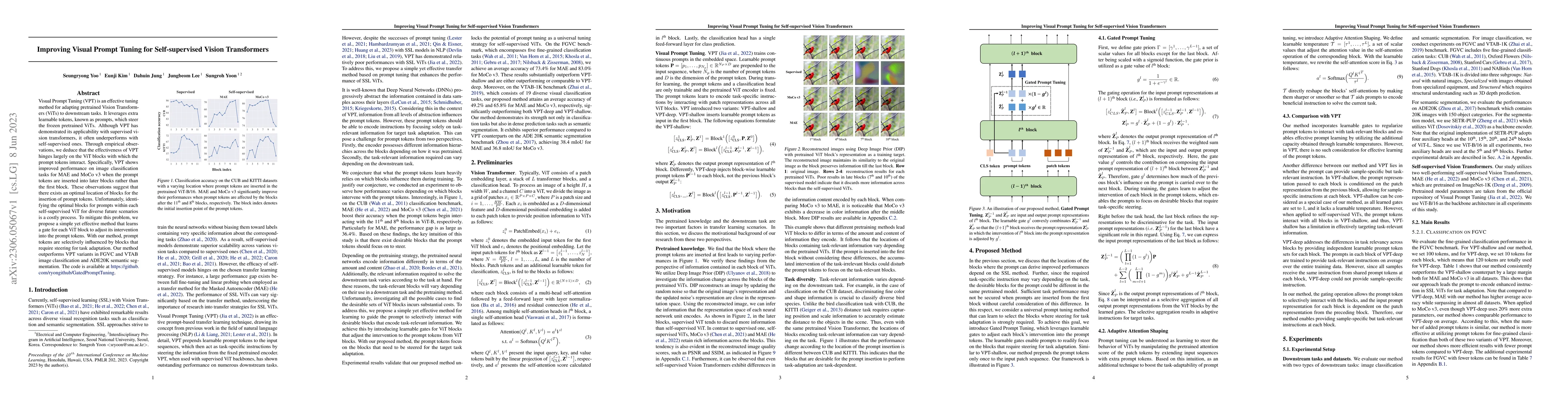 Thumbnail for Improving Visual Prompt Tuning for Self-supervised Vision Transformers