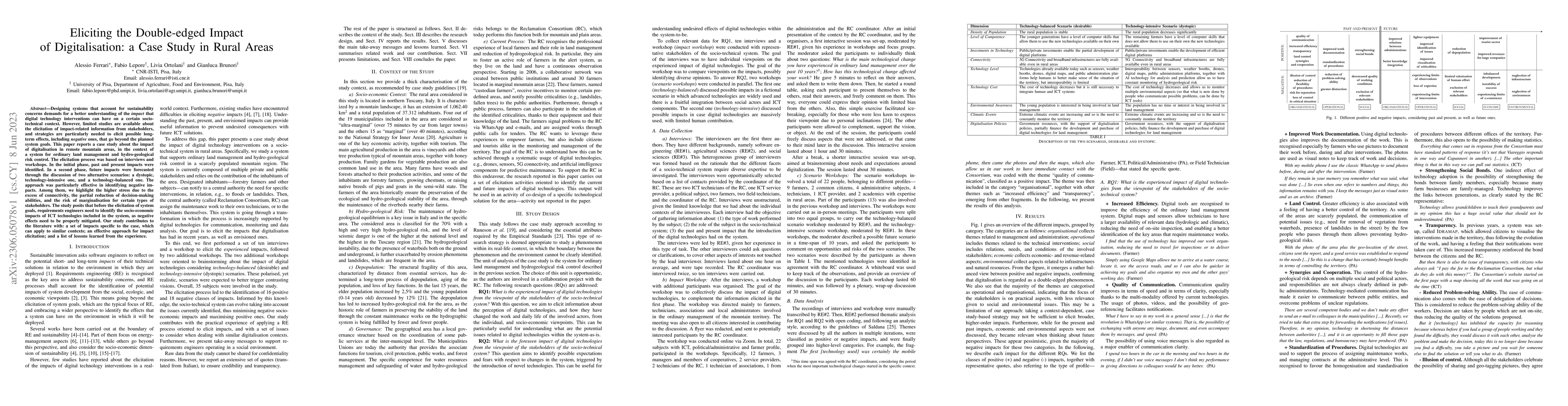 Thumbnail for Eliciting the Double-edged Impact of Digitalisation: a Case Study in
  Rural Areas
