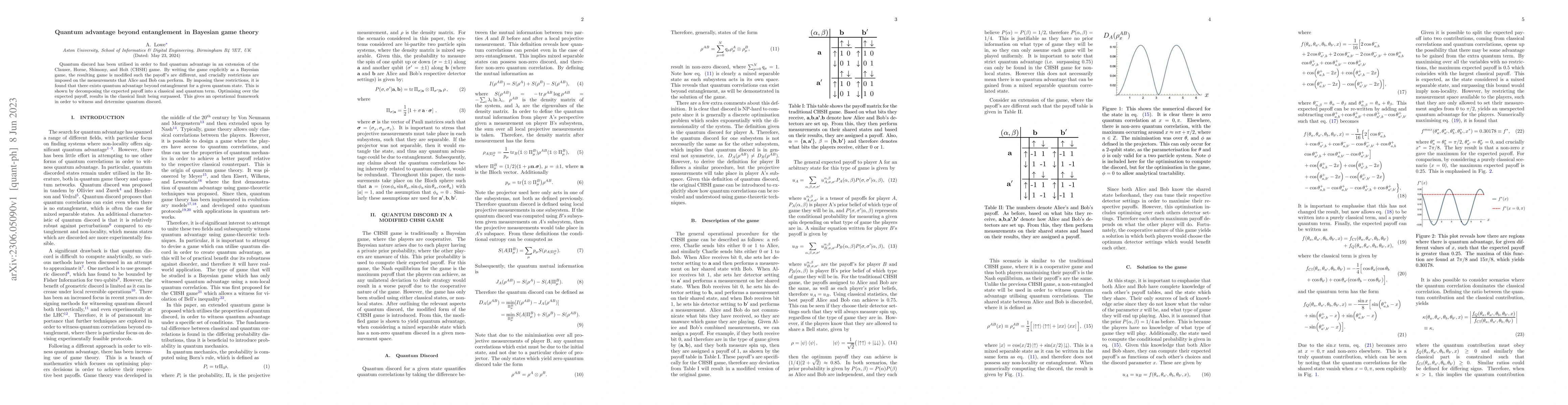 Thumbnail for Quantum advantage beyond entanglement in Bayesian game theory