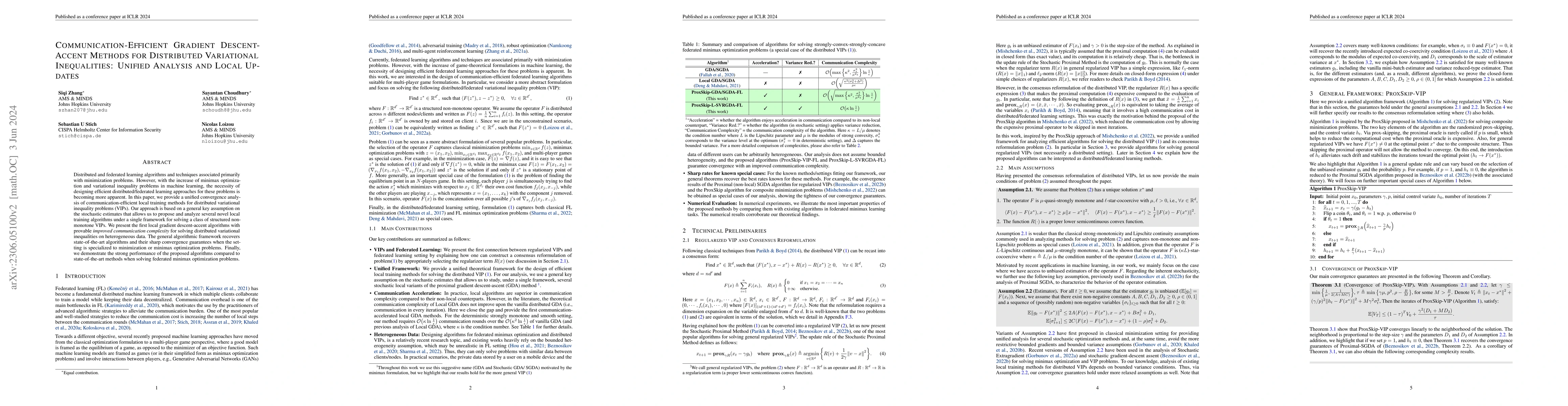 Thumbnail for Communication-Efficient Gradient Descent-Accent Methods for Distributed
  Variational Inequalities: Unified Analysis and Local Updates