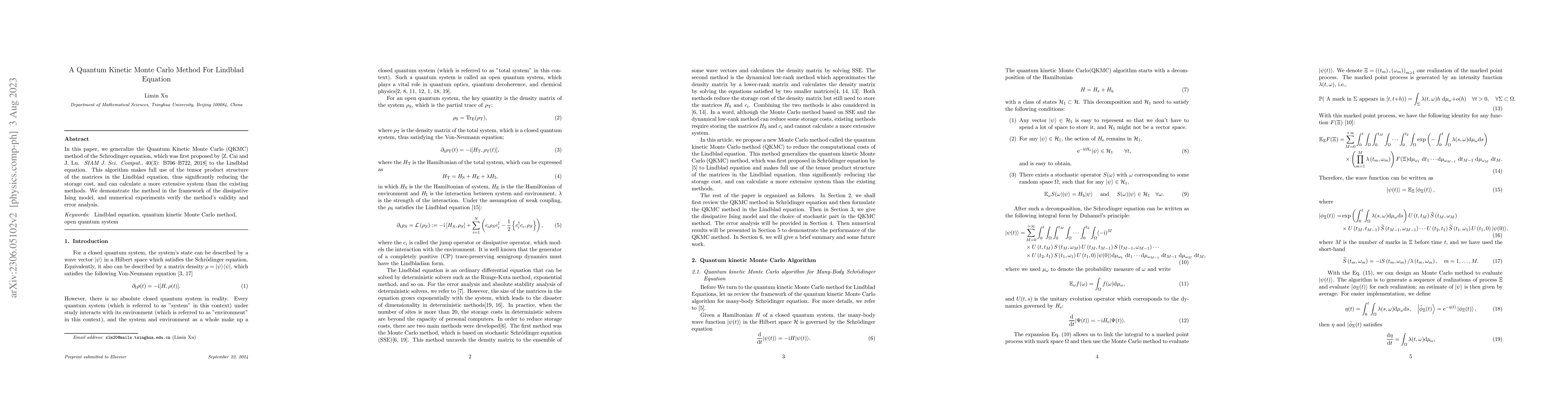 Thumbnail for A Quantum Kinetic Monte Carlo Method For Lindblad Equation