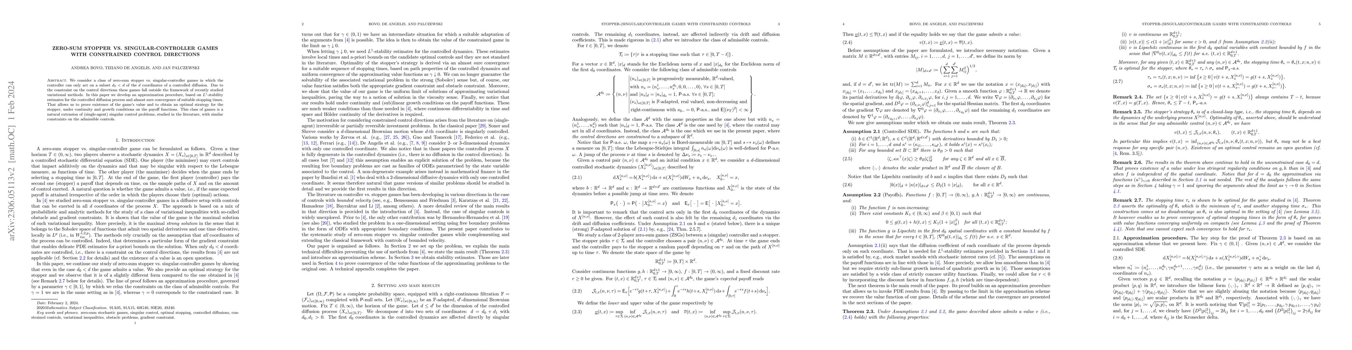Thumbnail for Zero-sum stopper vs. singular-controller games with constrained control
  directions