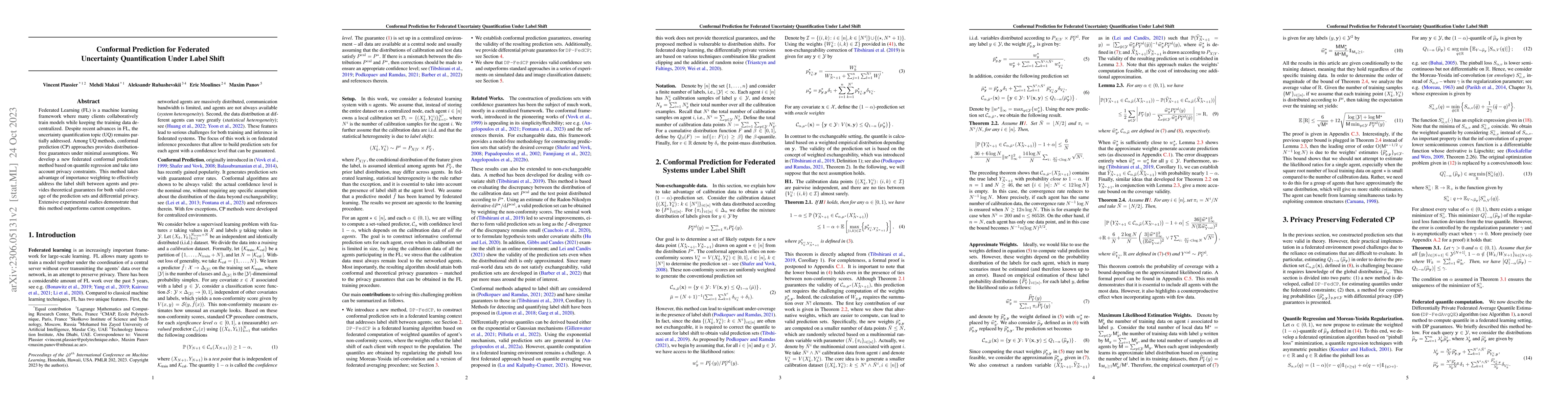 Thumbnail for Conformal Prediction for Federated Uncertainty Quantification Under
  Label Shift