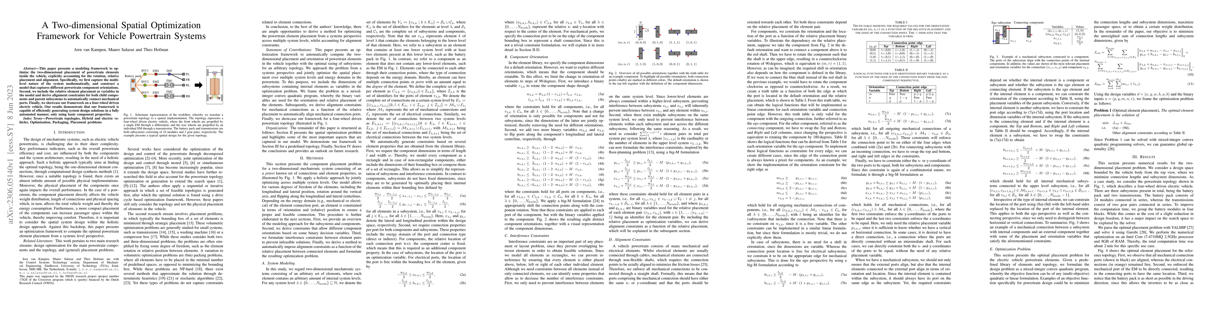 Thumbnail for A Two-dimensional Spatial Optimization Framework for Vehicle Powertrain
  Systems