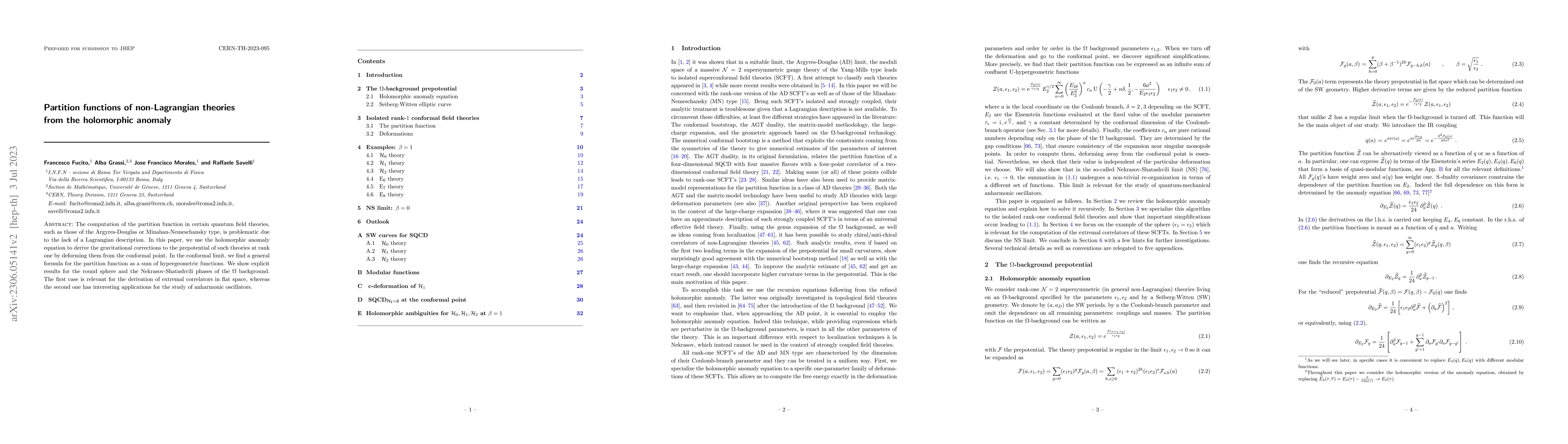 Thumbnail for Partition functions of non-Lagrangian theories from the holomorphic
  anomaly
