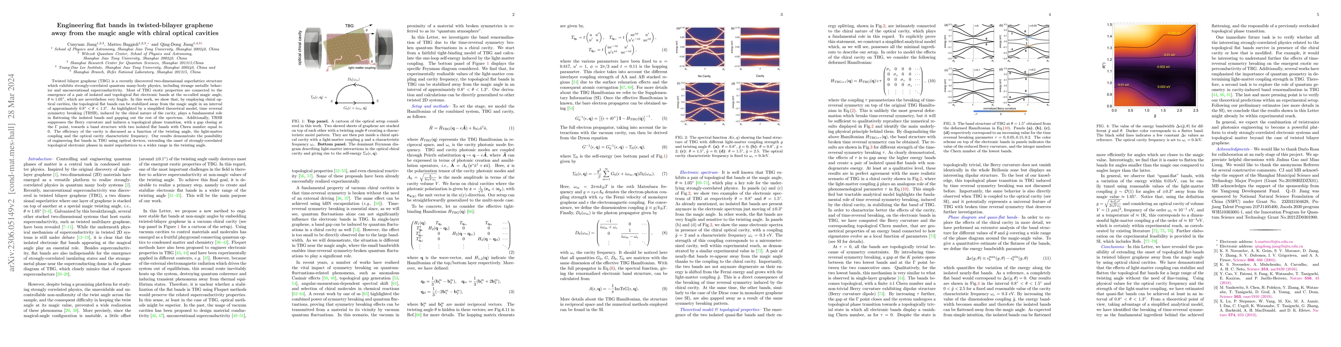 Thumbnail for Engineering flat bands in twisted-bilayer graphene away from the magic
  angle with chiral optical cavities