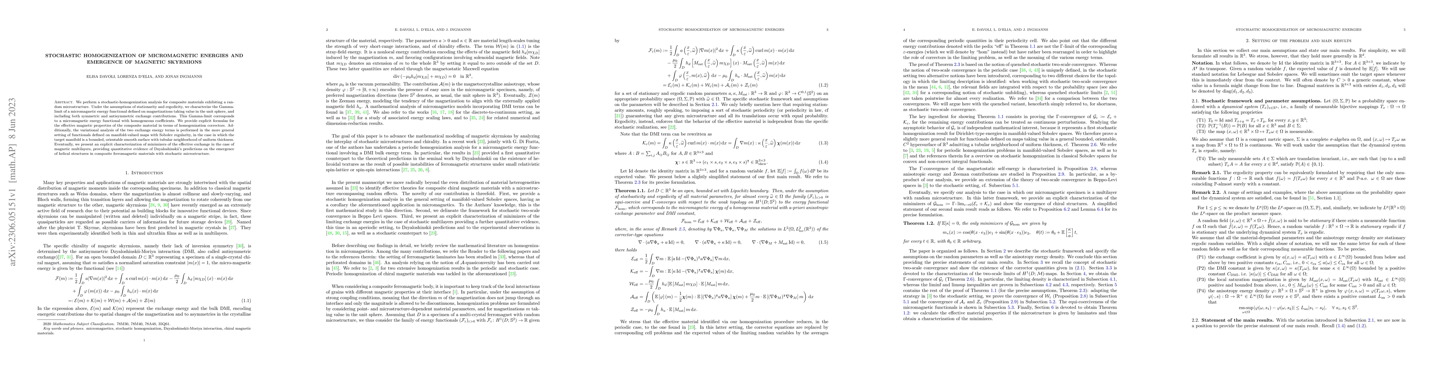Thumbnail for Stochastic homogenization of micromagnetic energies and emergence of
  magnetic skyrmions