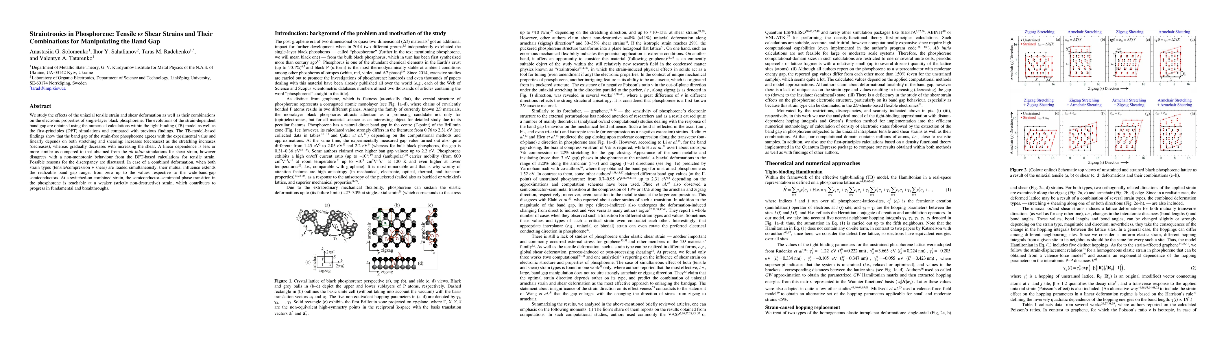 Thumbnail for Straintronics in Phosphorene: Tensile vs Shear Strains and Their
  Combinations for Manipulating the Band Gap