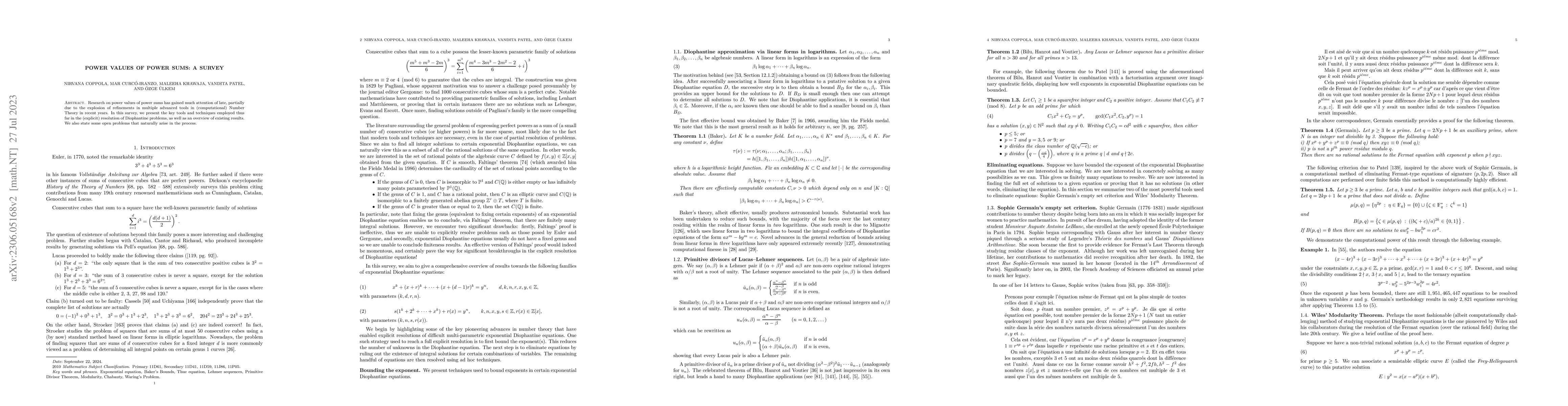 Thumbnail for Power values of power sums: a survey