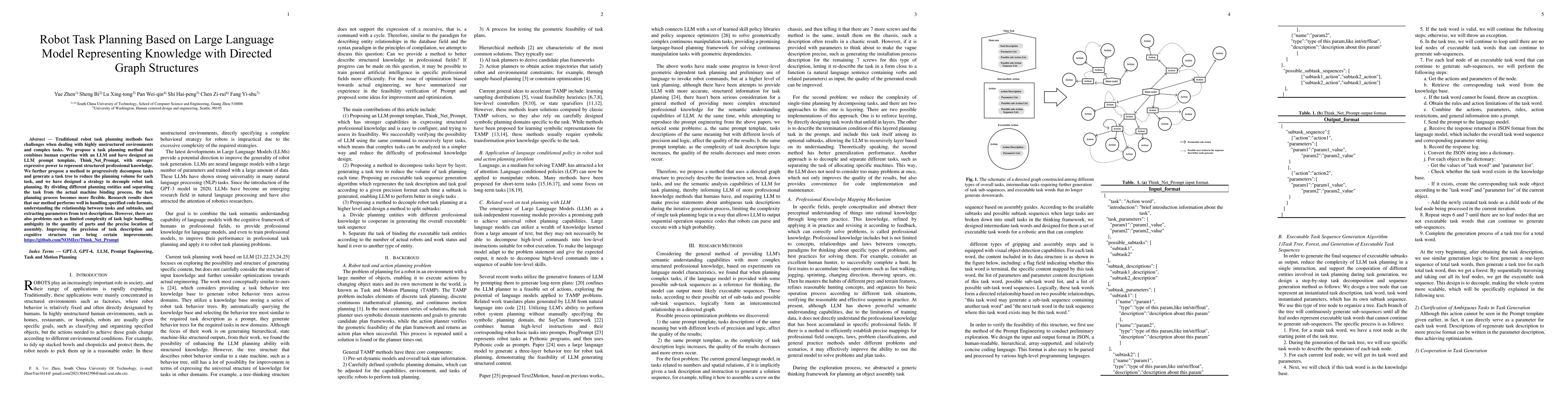 Thumbnail for Robot Task Planning Based on Large Language Model Representing Knowledge
  with Directed Graph Structures
