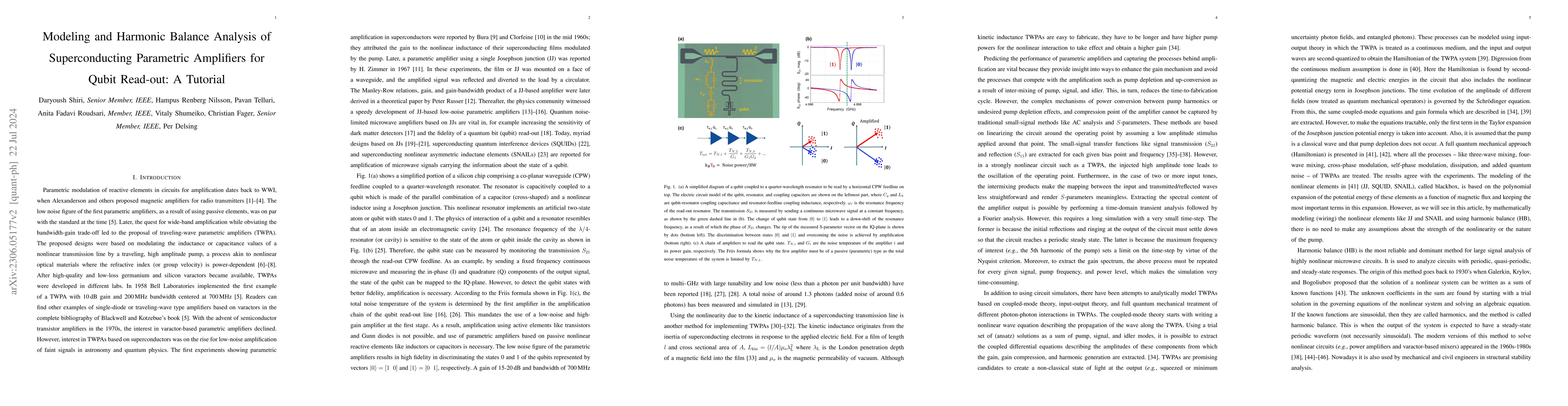 Thumbnail for Modeling and Harmonic Balance Analysis of Parametric Amplifiers for
  Qubit Read-out