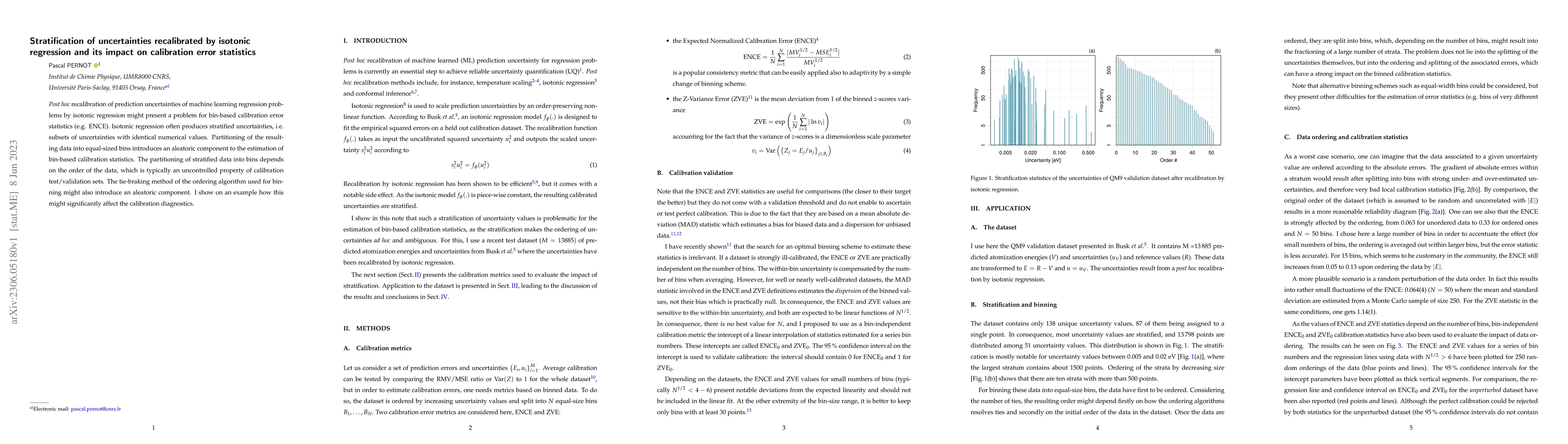 Thumbnail for Stratification of uncertainties recalibrated by isotonic regression and
  its impact on calibration error statistics