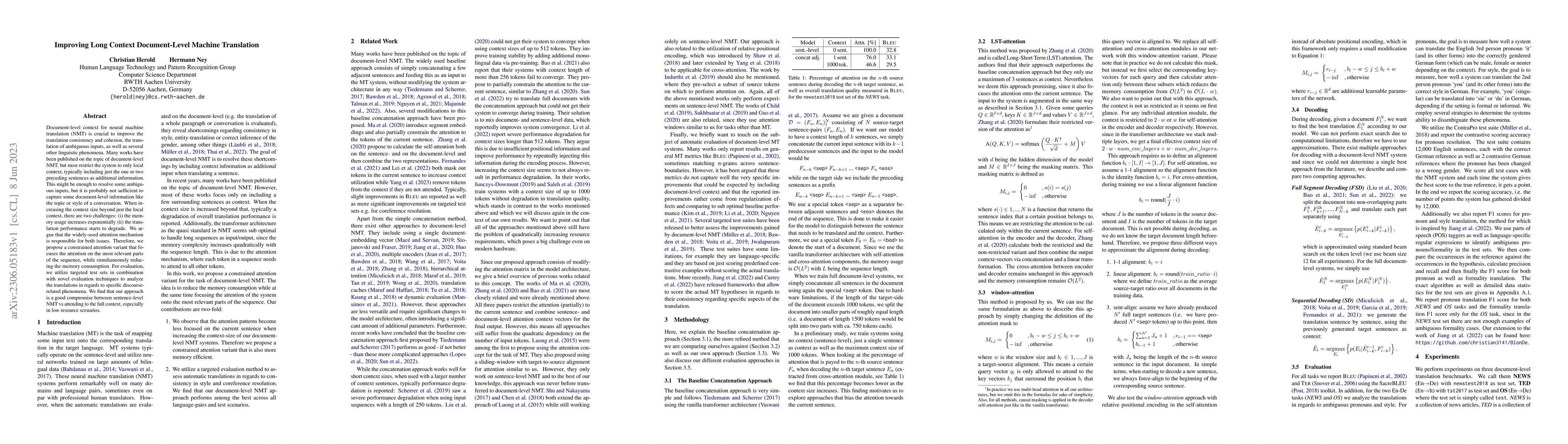 Thumbnail for Improving Long Context Document-Level Machine Translation