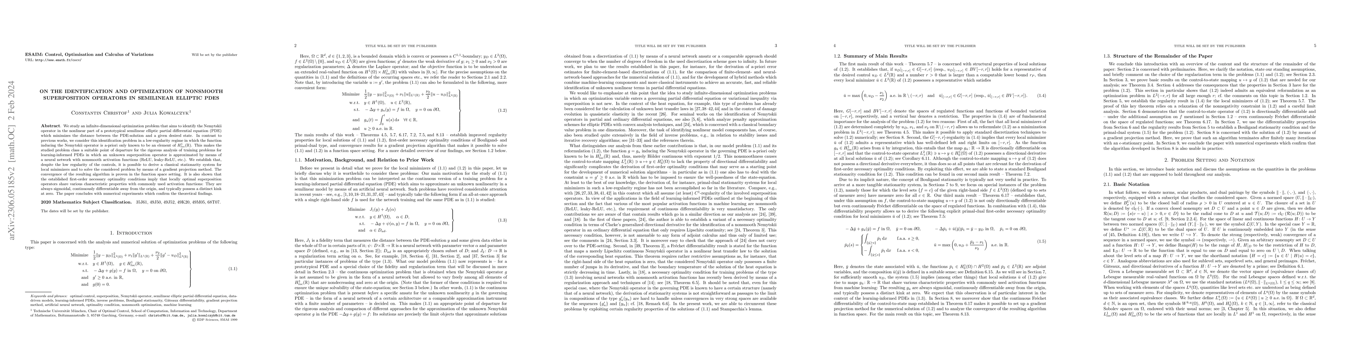 Thumbnail for On the Identification and Optimization of Nonsmooth Superposition
  Operators in Semilinear Elliptic PDEs