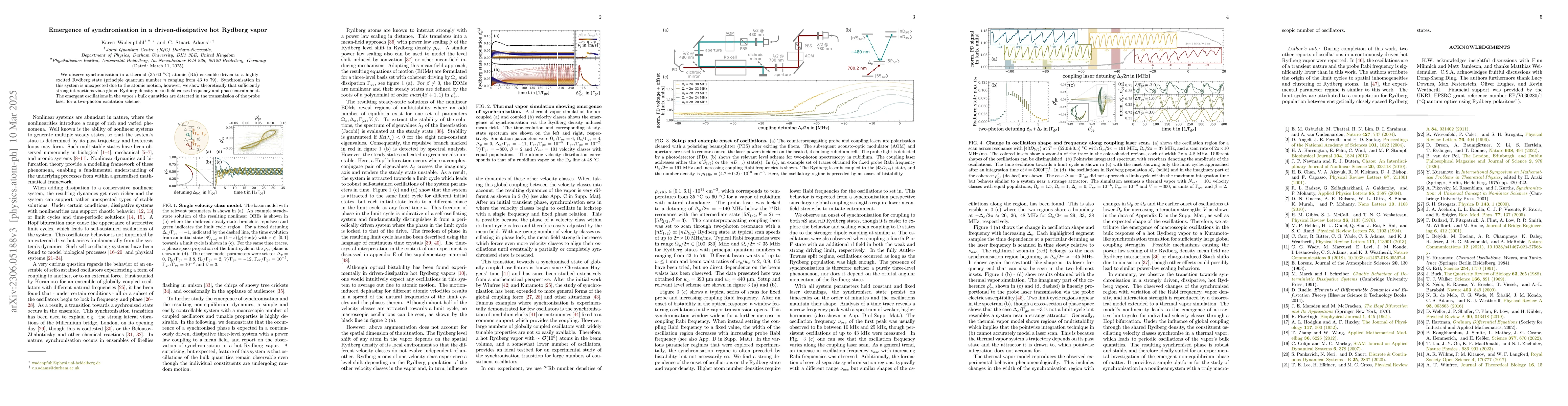 Thumbnail for Emergence of synchronisation in a driven-dissipative hot Rydberg vapor