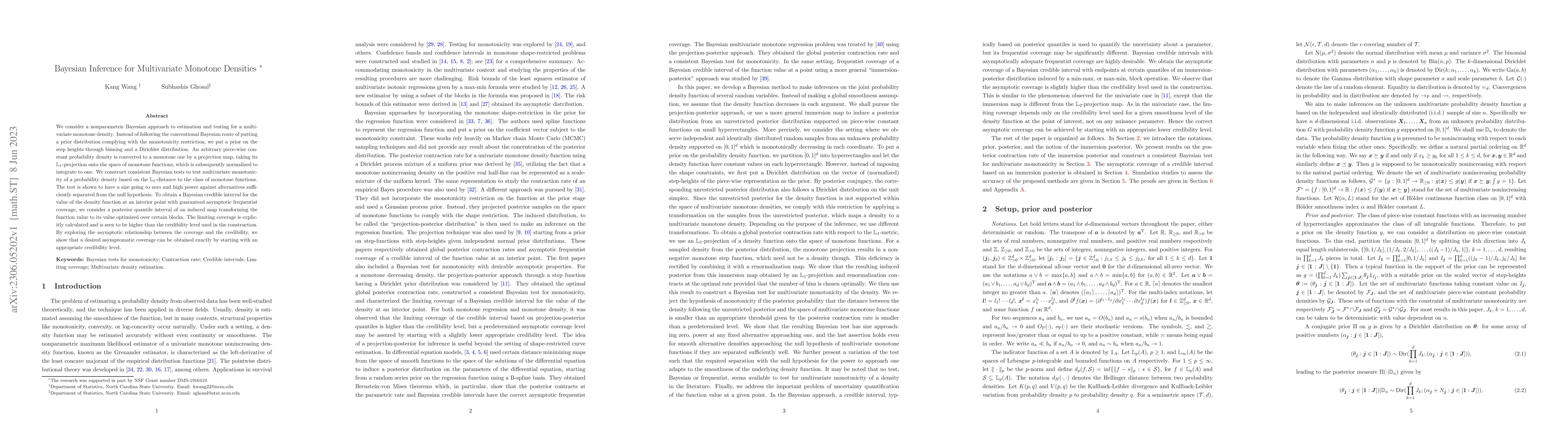 Thumbnail for Bayesian Inference for Multivariate Monotone Densities