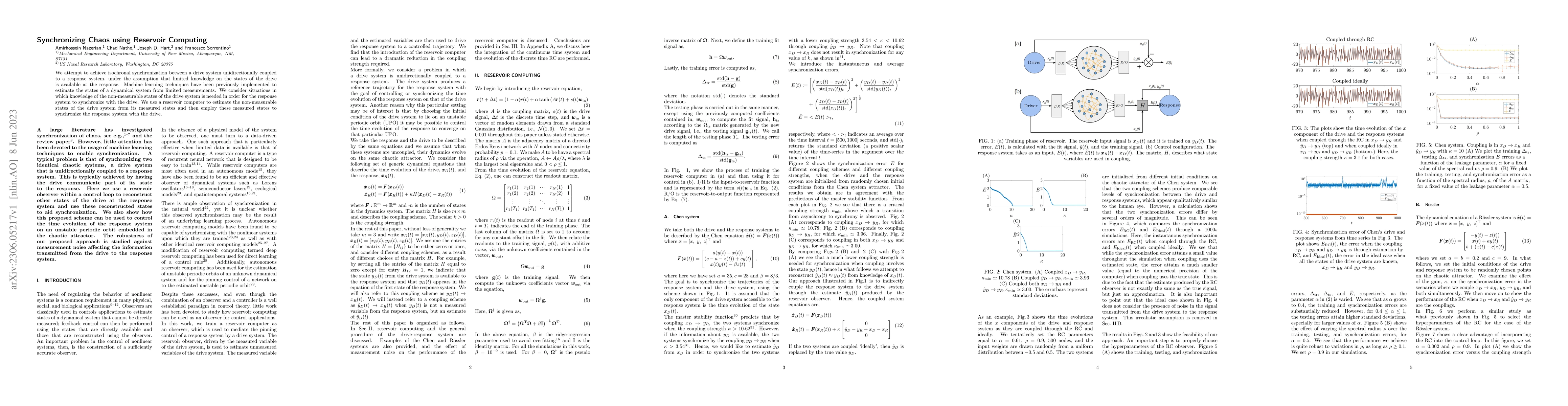 Thumbnail for Synchronizing Chaos using Reservoir Computing