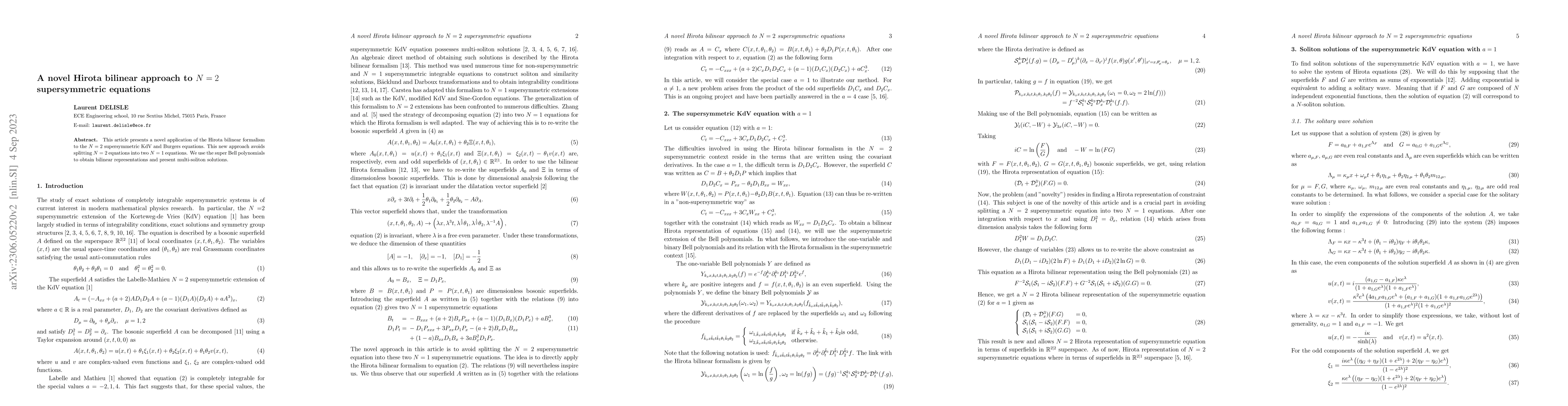 Thumbnail for A novel Hirota bilinear approach to $N=2$ supersymmetric equations