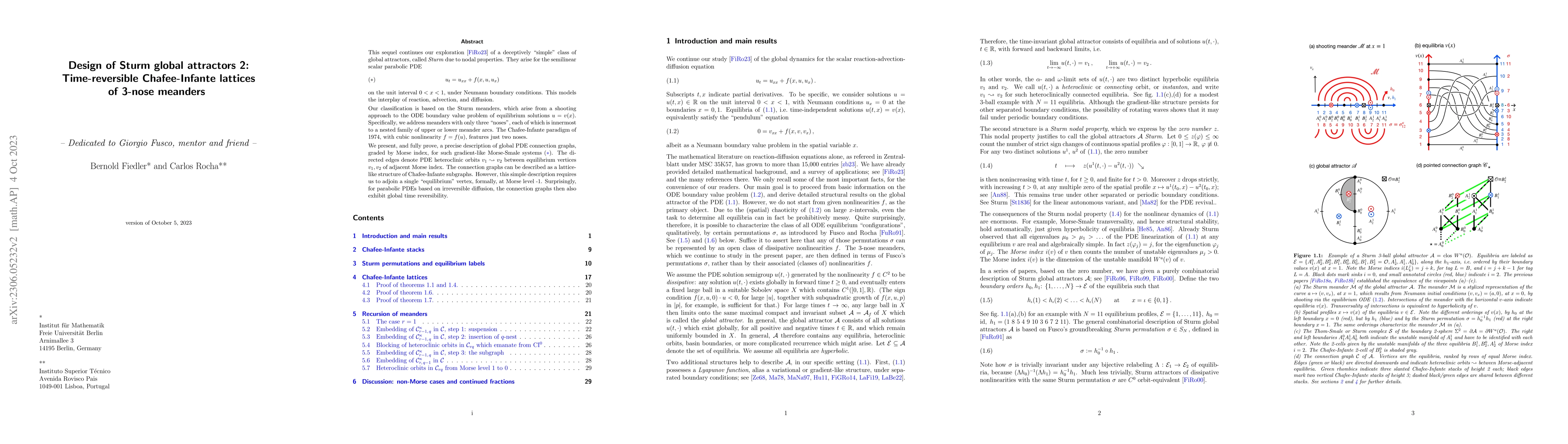 Thumbnail for Design of Sturm global attractors 2: Time-reversible Chafee-Infante
  lattices of 3-nose meanders