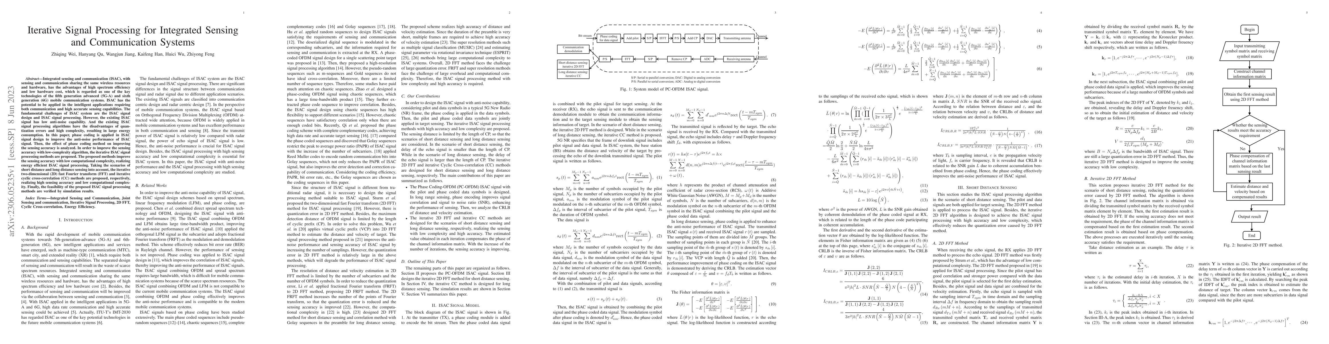 Thumbnail for Iterative Signal Processing for Integrated Sensing and Communication
  Systems