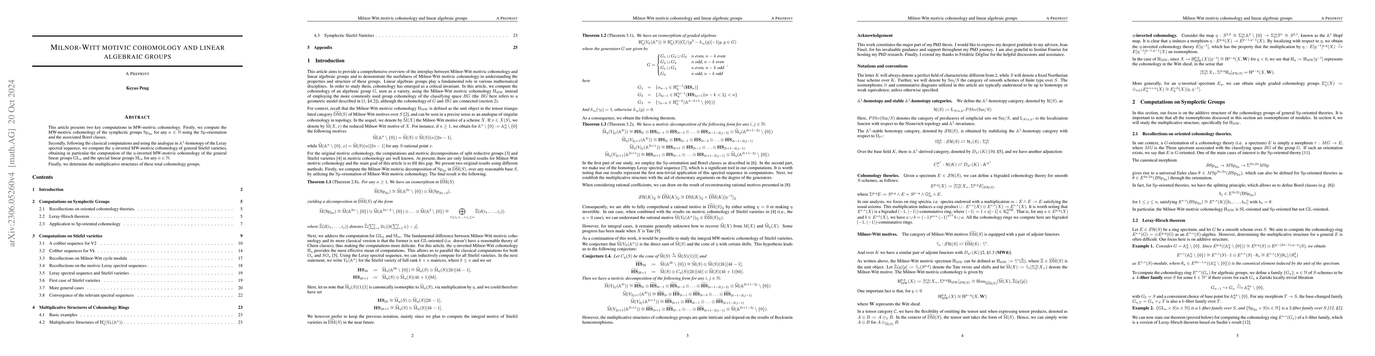 Thumbnail for Milnor-Witt motivic cohomology and linear algebraic groups