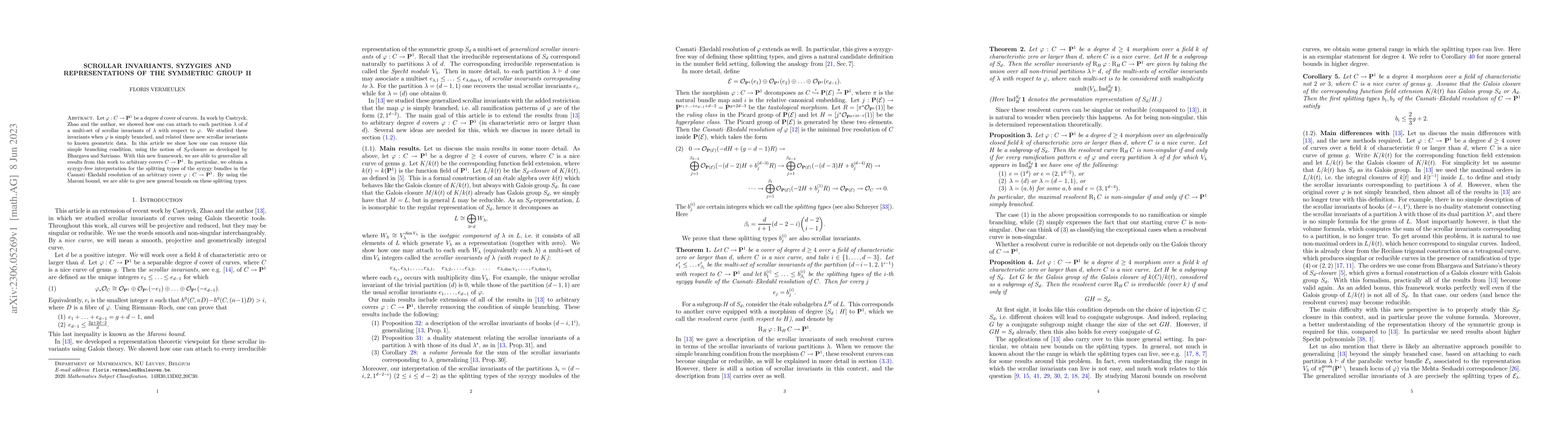 Thumbnail for Scrollar invariants, syzygies and representations of the symmetric group
  II