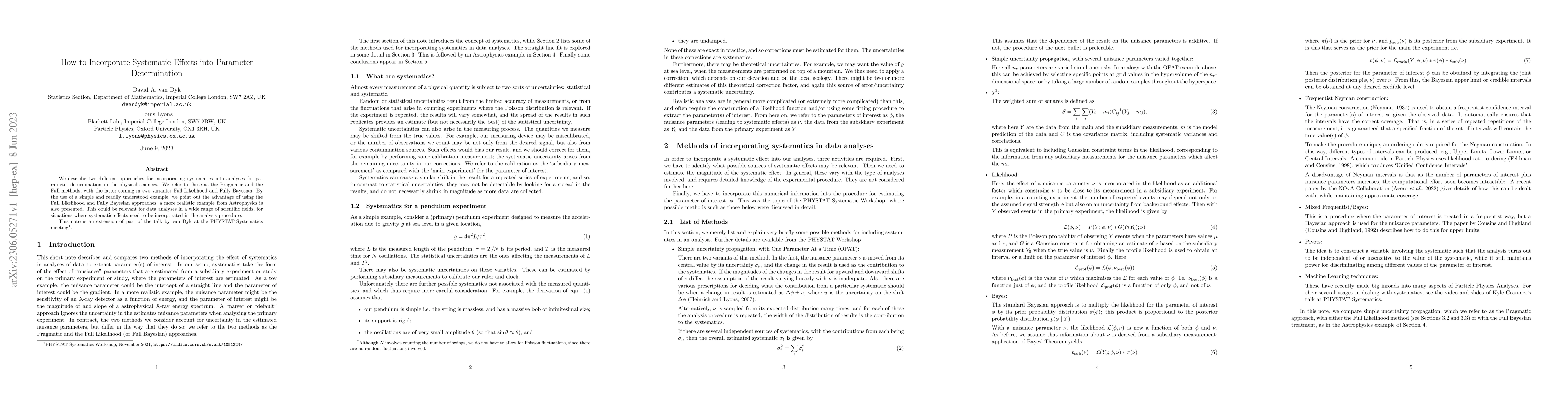 Thumbnail for How to Incorporate Systematic Effects into Parameter Determination