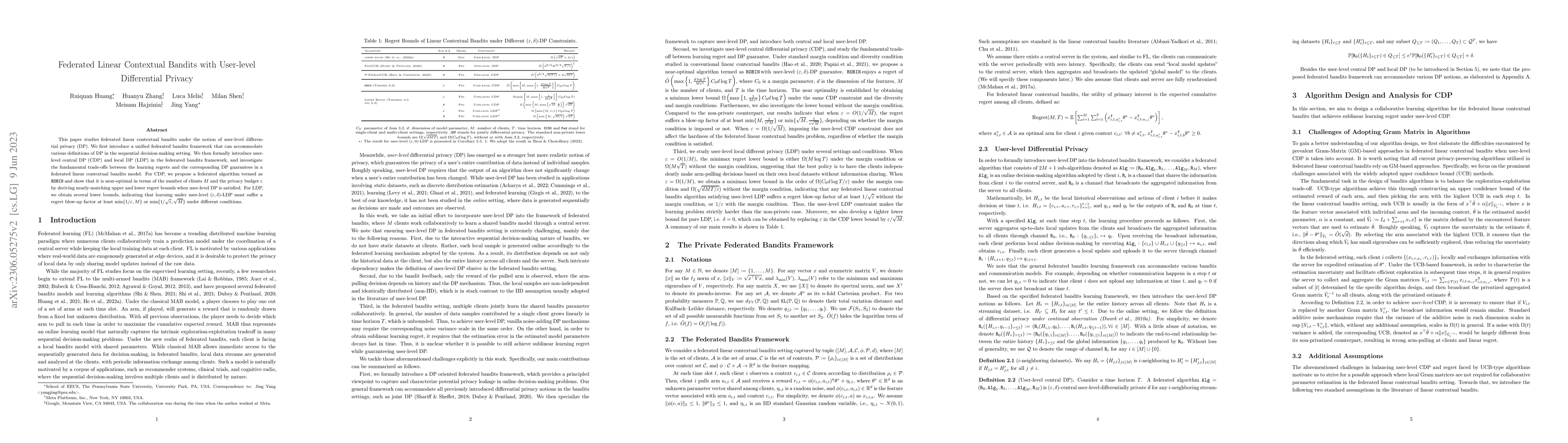 Thumbnail for Federated Linear Contextual Bandits with User-level Differential Privacy
