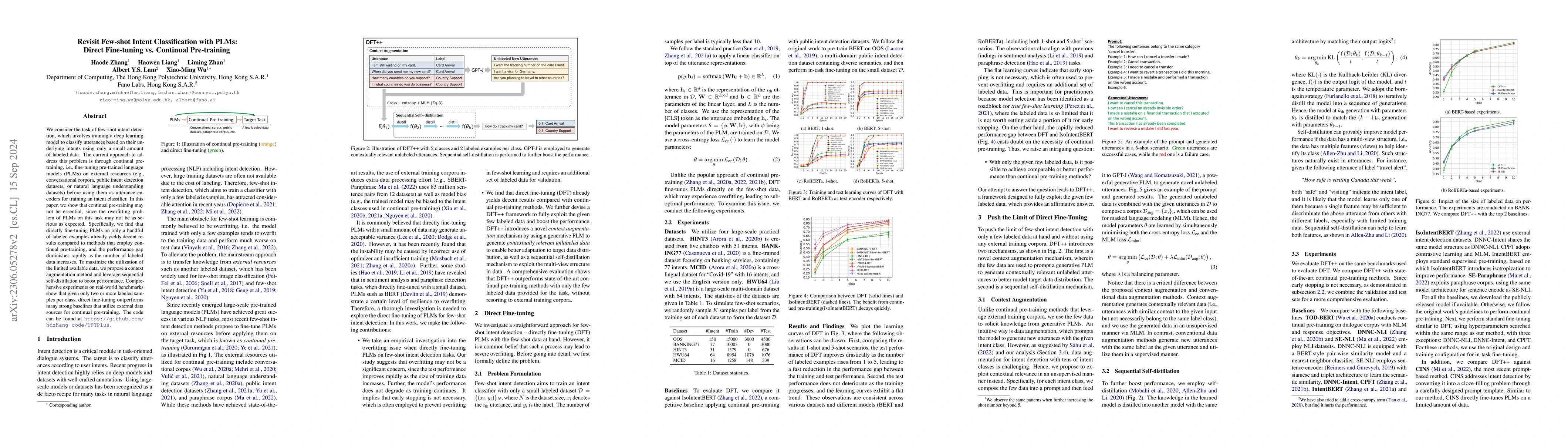 Thumbnail for Revisit Few-shot Intent Classification with PLMs: Direct Fine-tuning vs.
  Continual Pre-training