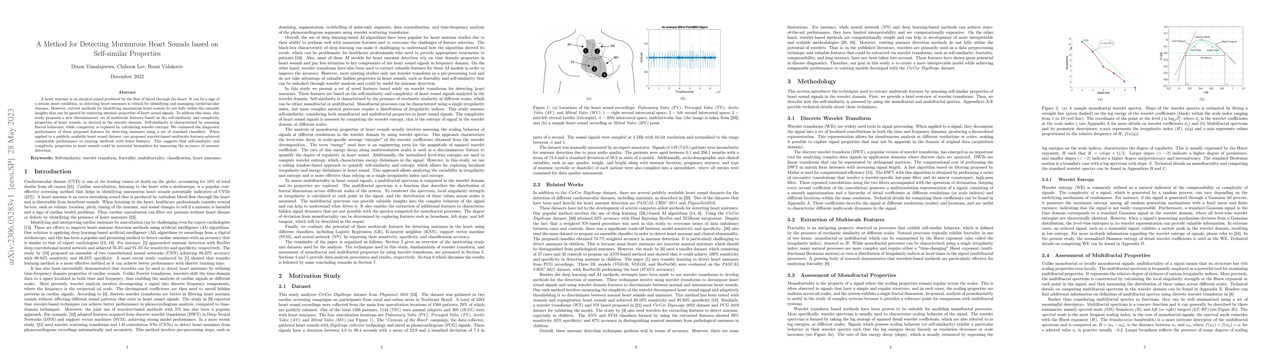 Thumbnail for A Method for Detecting Murmurous Heart Sounds based on Self-similar
  Properties