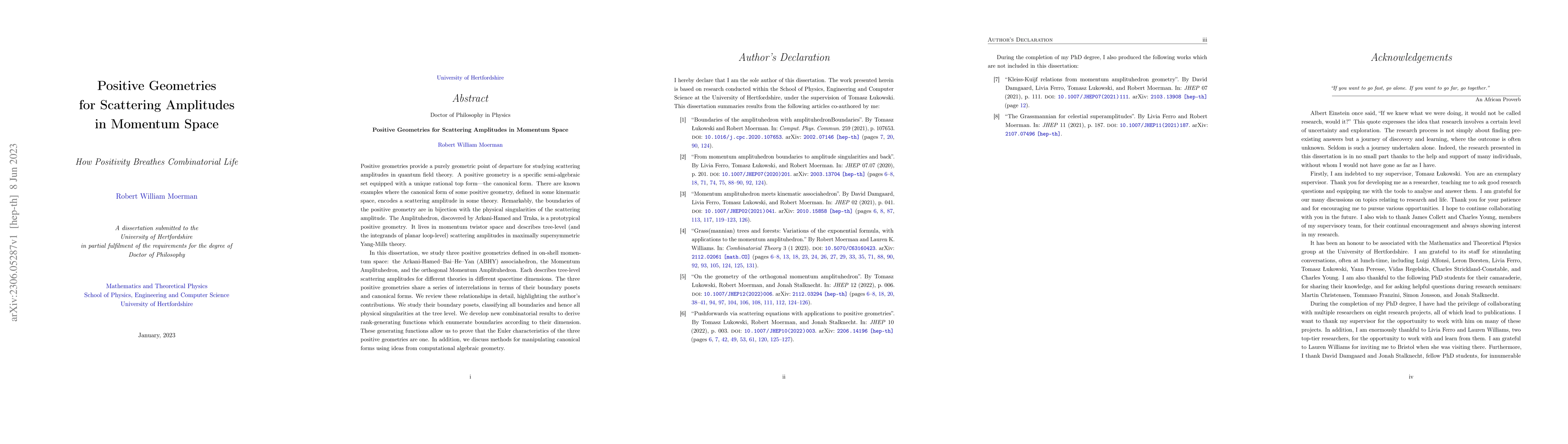 Thumbnail for Positive Geometries for Scattering Amplitudes in Momentum Space