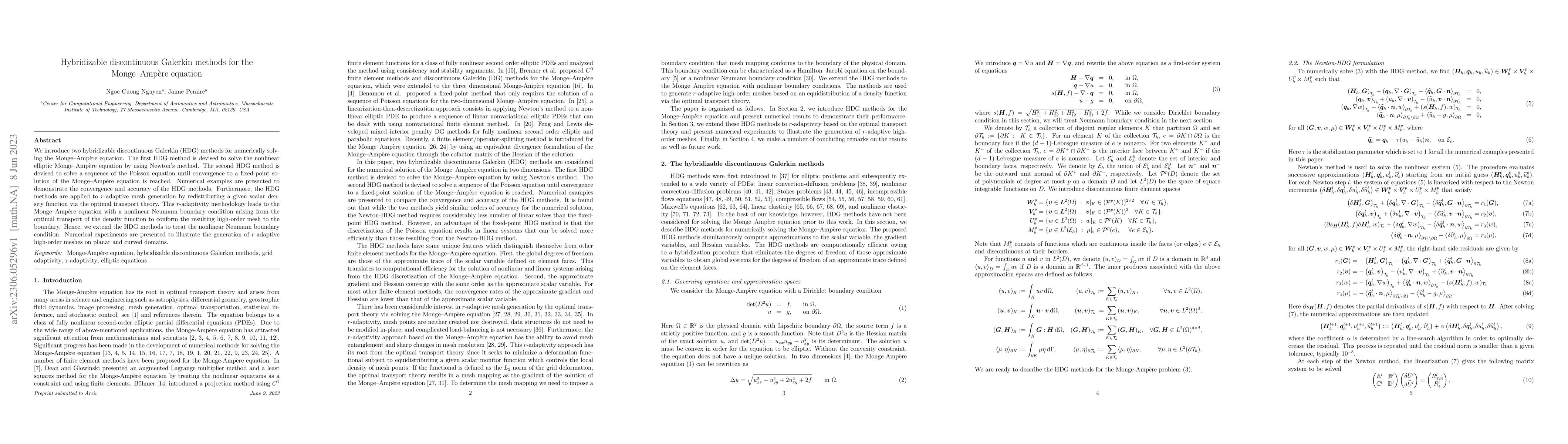 Thumbnail for Hybridizable discontinuous Galerkin methods for the Monge-Ampere
  equation