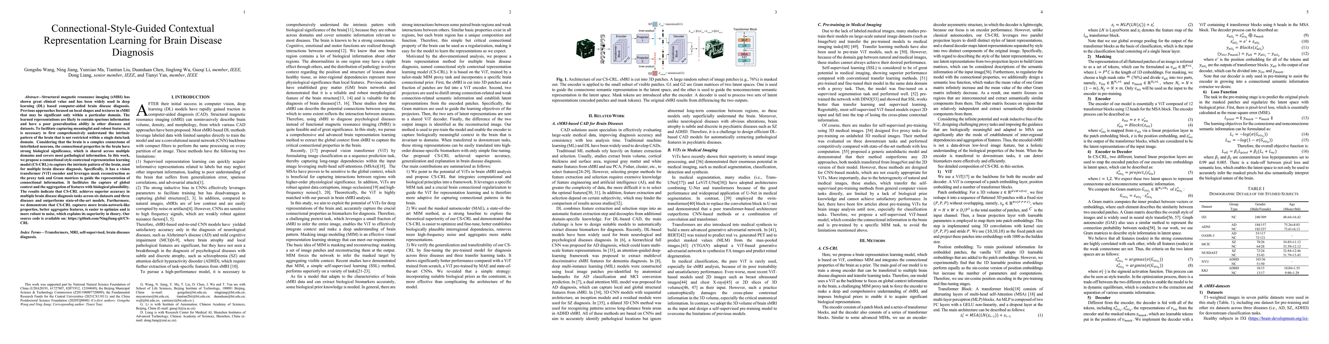 Thumbnail for Connectional-Style-Guided Contextual Representation Learning for Brain
  Disease Diagnosis