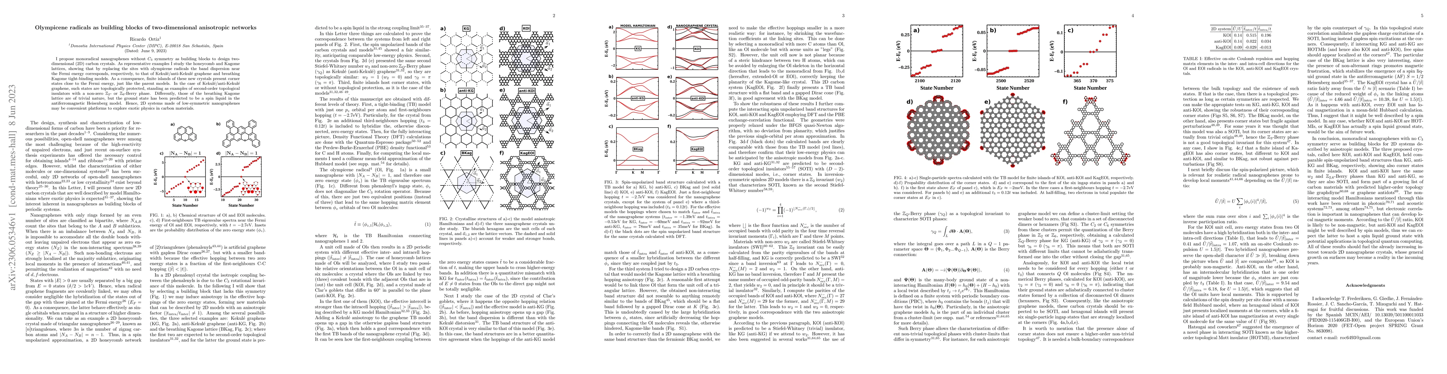 Thumbnail for Olympicene radicals as building blocks of two-dimensional anisotropic
  networks