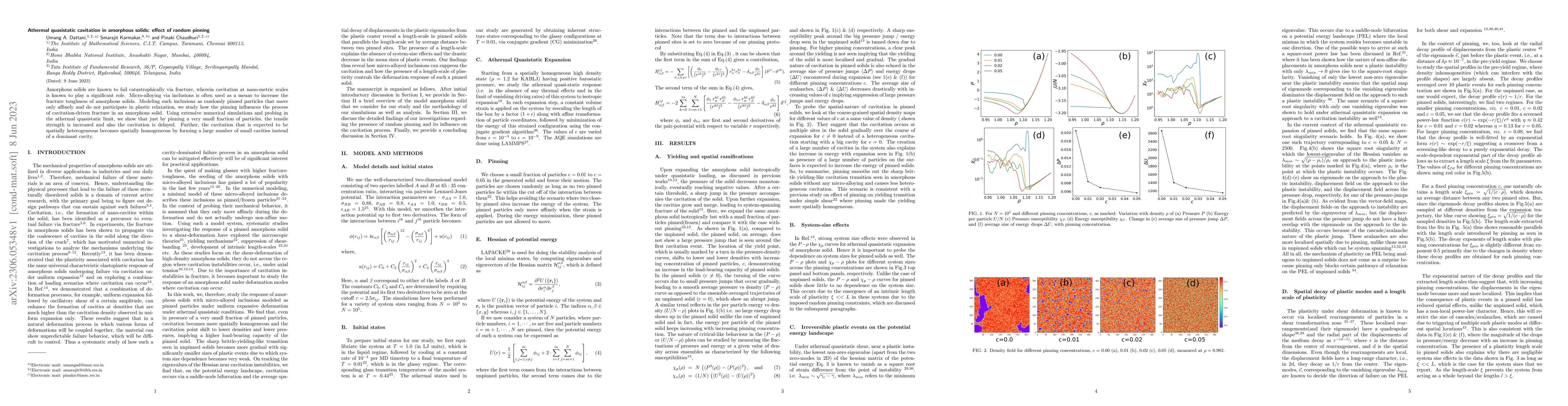 Thumbnail for Athermal quasistatic cavitation in amorphous solids: effect of random
  pinning