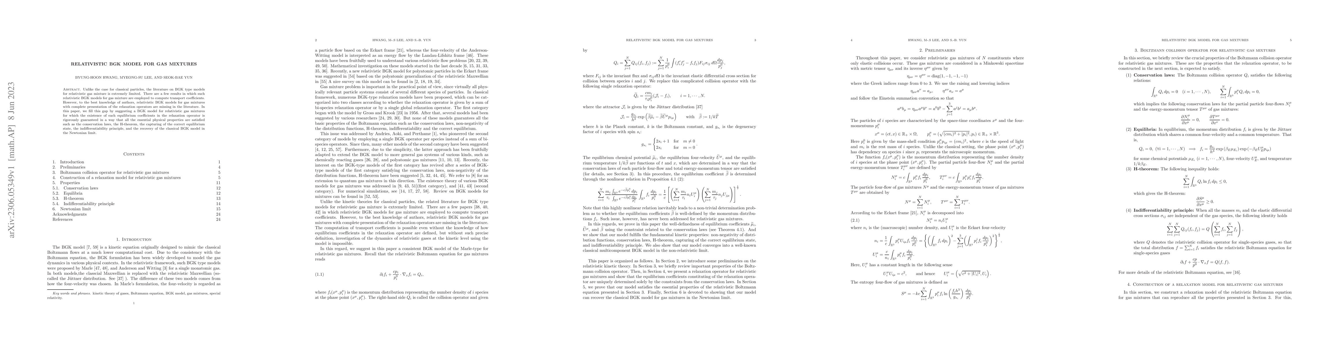 Thumbnail for Relativistic BGK model for gas mixtures