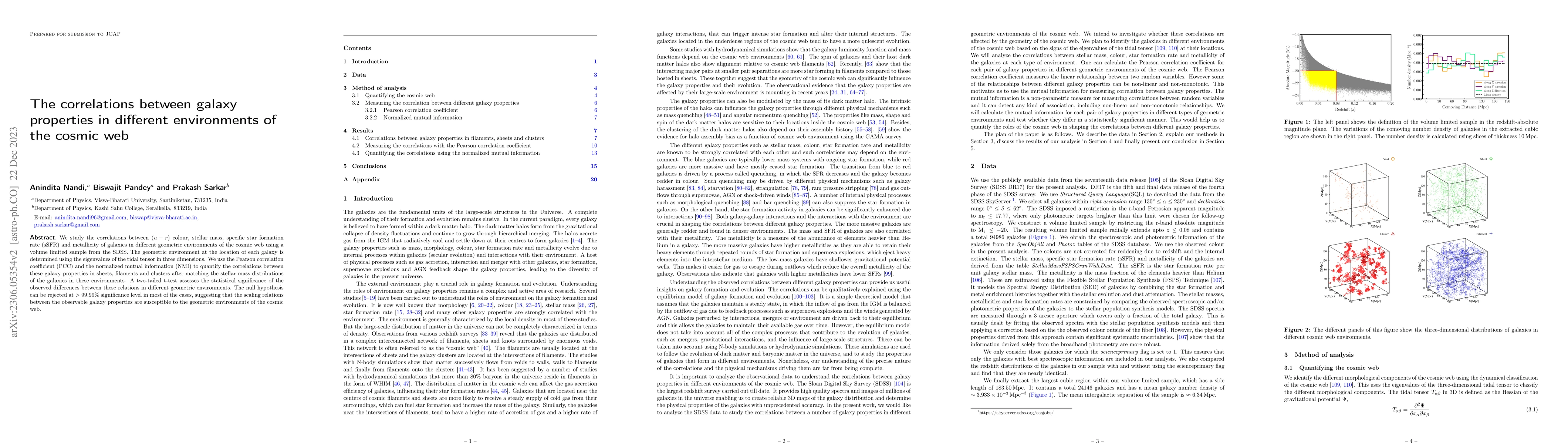 Thumbnail for The correlations between galaxy properties in different environments of
  the cosmic web