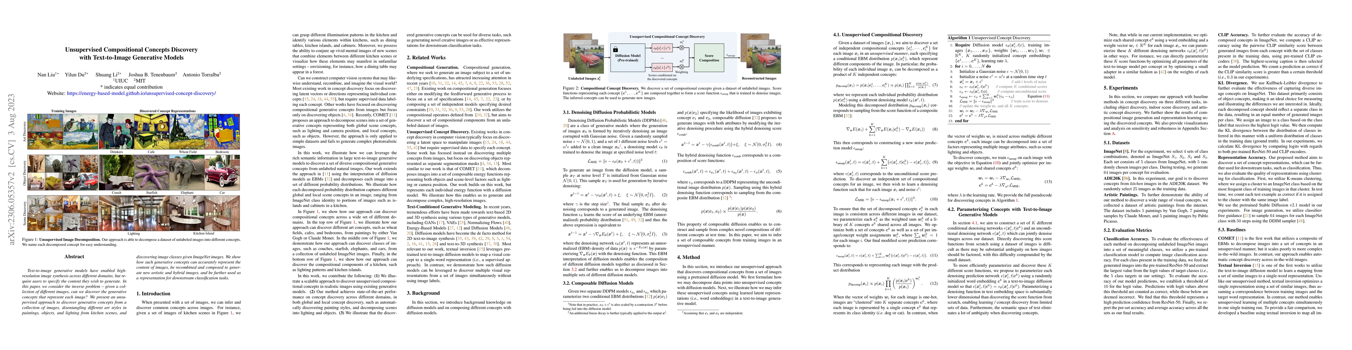 Thumbnail for Unsupervised Compositional Concepts Discovery with Text-to-Image
  Generative Models