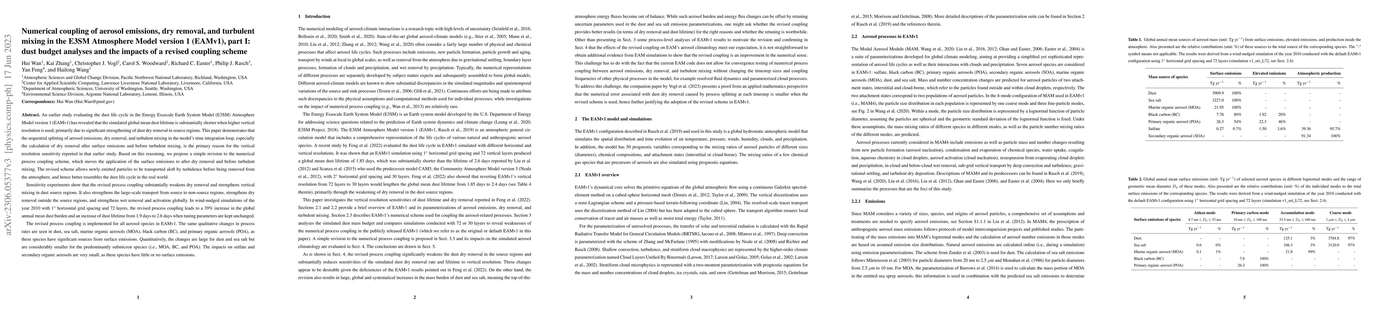 Thumbnail for Numerical coupling of aerosol emissions, dry removal, and turbulent
  mixing in the E3SM Atmosphere Model version 1 (EAMv1), part I: dust budget
  analyses and the impacts of a revised coupling scheme