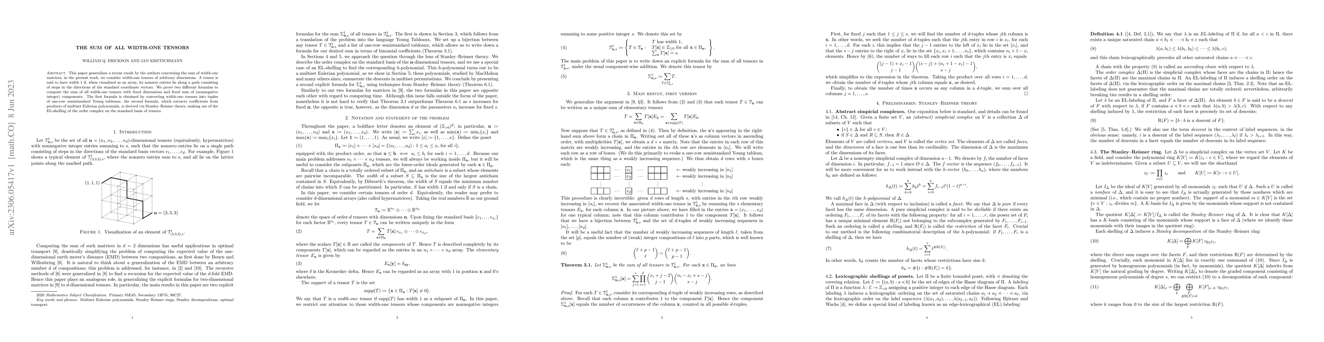 Thumbnail for The sum of all width-one tensors