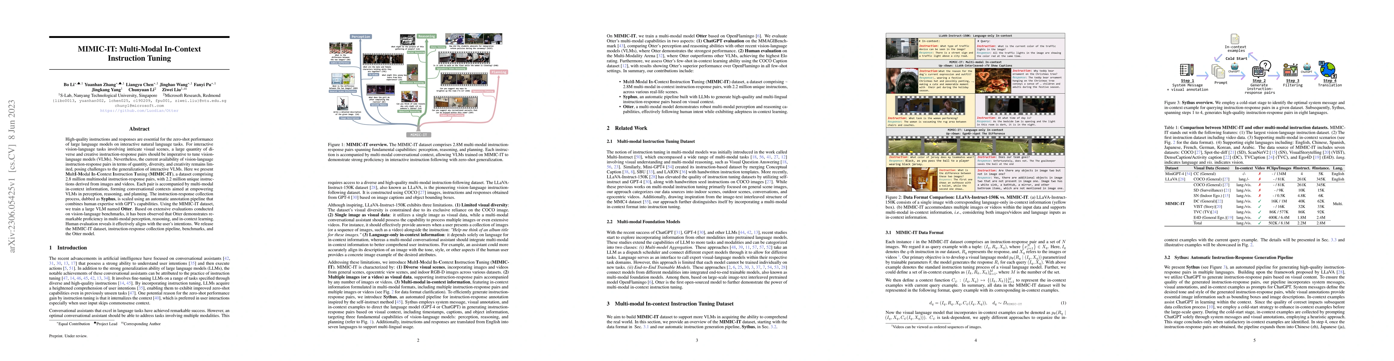 Thumbnail for MIMIC-IT: Multi-Modal In-Context Instruction Tuning