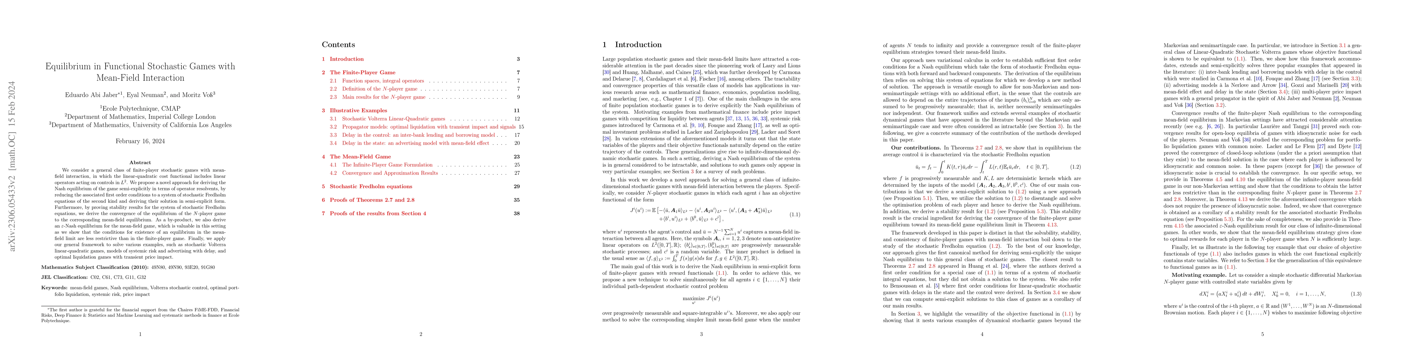 Thumbnail for Equilibrium in Functional Stochastic Games with Mean-Field Interaction