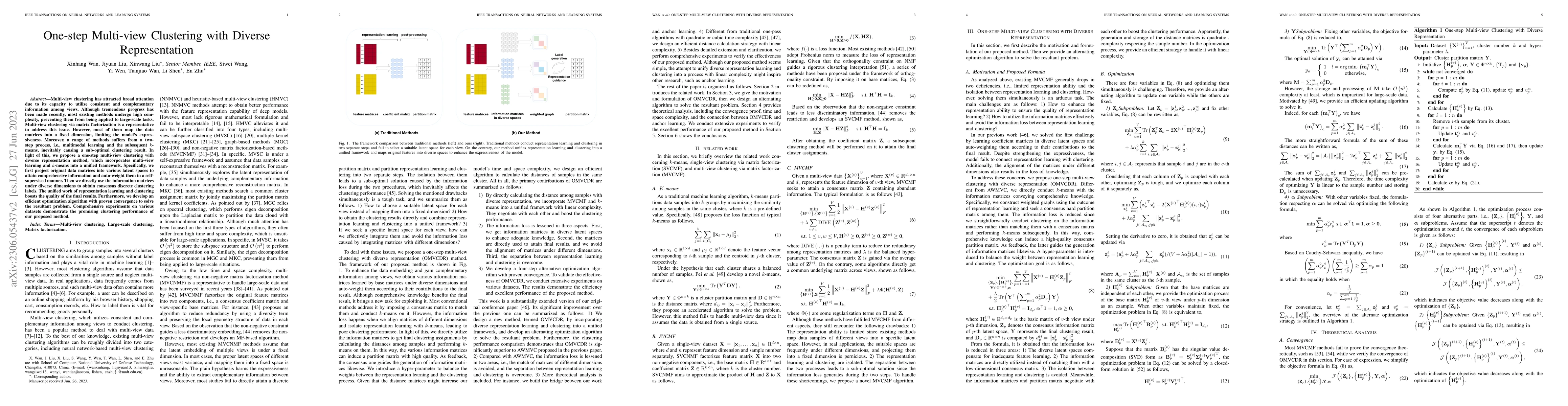 Thumbnail for One-step Multi-view Clustering with Diverse Representation