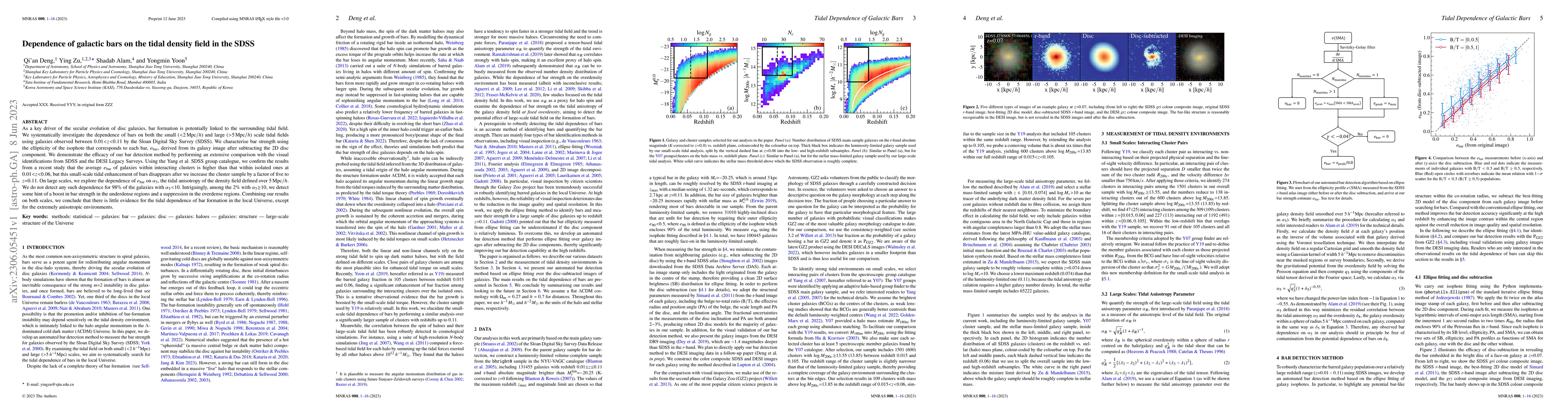 Thumbnail for Dependence of galactic bars on the tidal density field in the SDSS