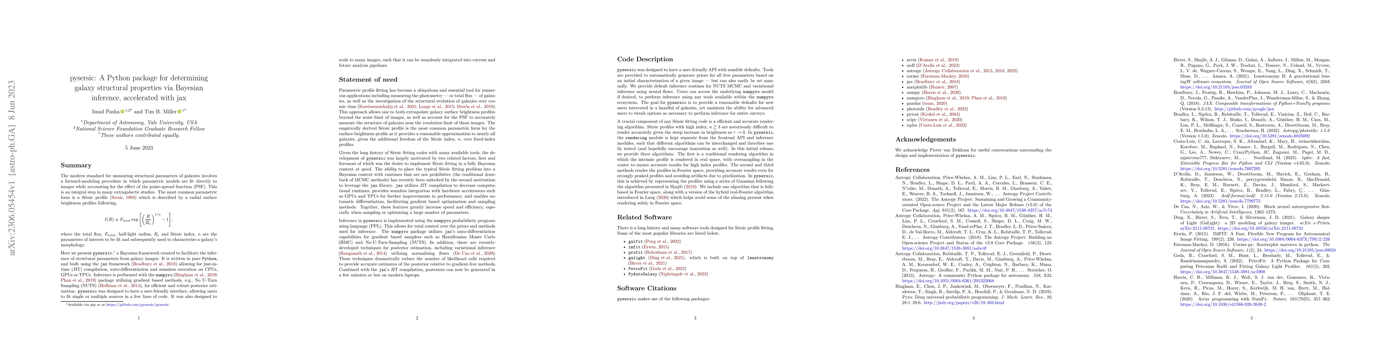 Thumbnail for pysersic: A Python package for determining galaxy structural properties
  via Bayesian inference, accelerated with jax