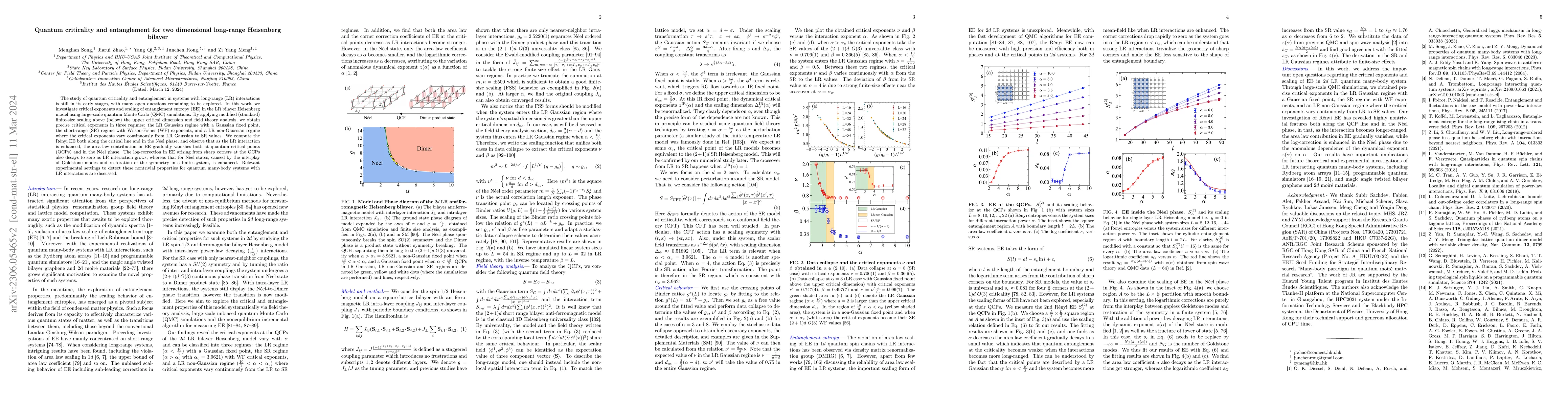 Thumbnail for Quantum criticality and entanglement for two dimensional long-range
  Heisenberg bilayer