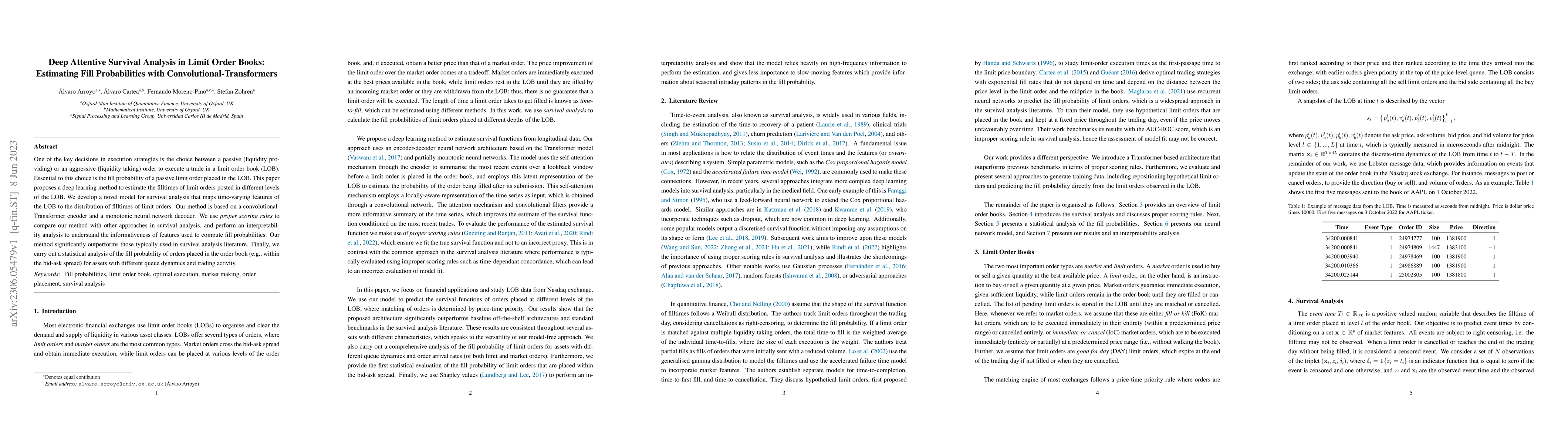 Thumbnail for Deep Attentive Survival Analysis in Limit Order Books: Estimating Fill
  Probabilities with Convolutional-Transformers